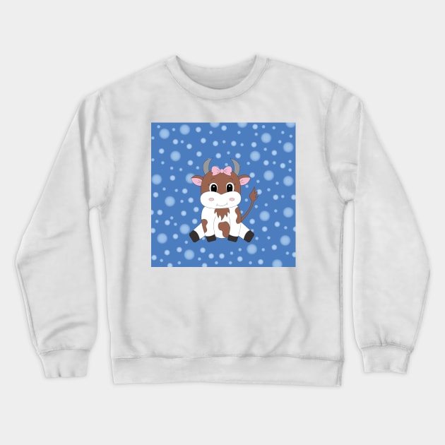 cute cartoon cow Crewneck Sweatshirt by Ulka.art